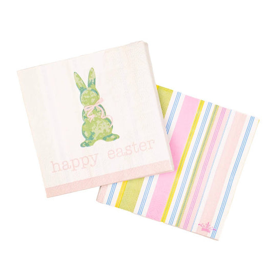 The Royal Standard - Boxwood Bunny Cocktail Napkins   White/Multi   5x5