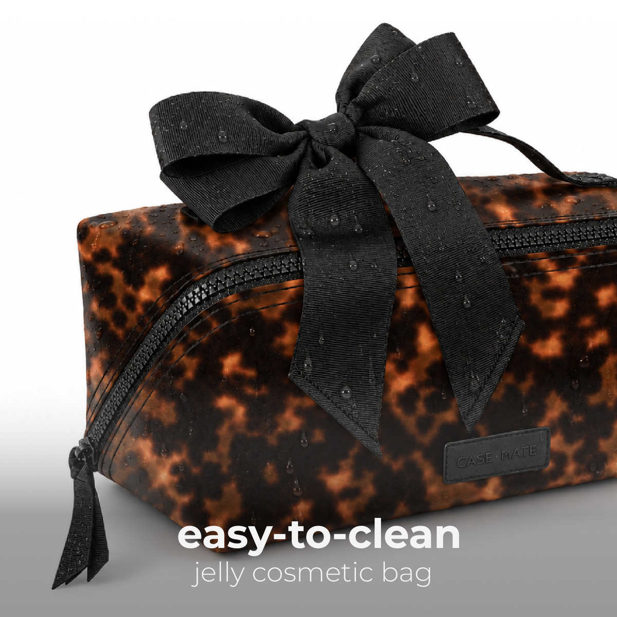 Case-Mate - Jelly Cosmetic Bag – Tortoiseshell Lay-Flat Makeup Bag