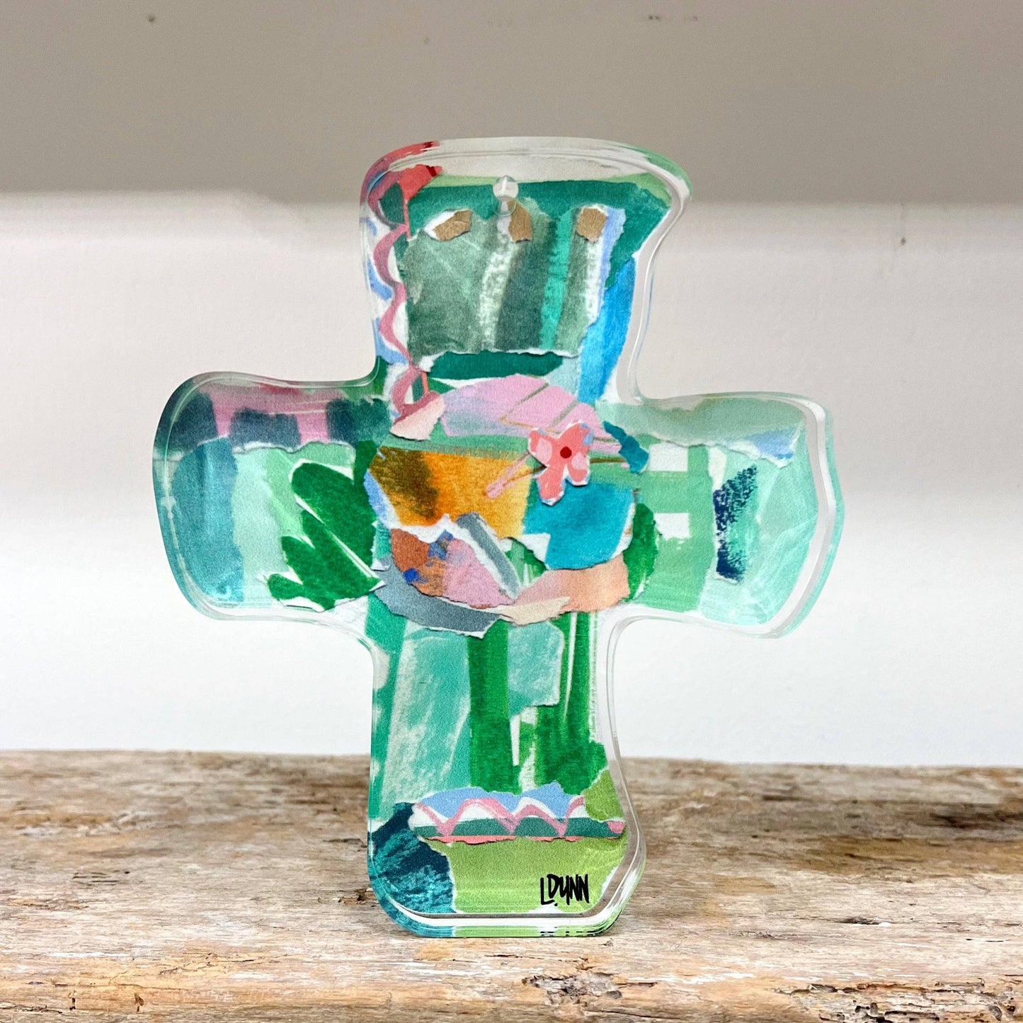 Lauren Dunn - Green Everlasting Love Acrylic Cross