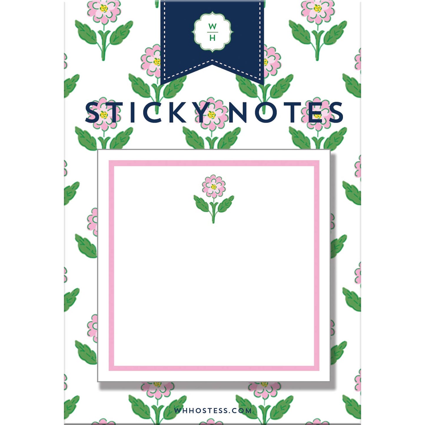 WH Hostess Social Stationery - In Stock Pink Daisy Single Sticky Notes