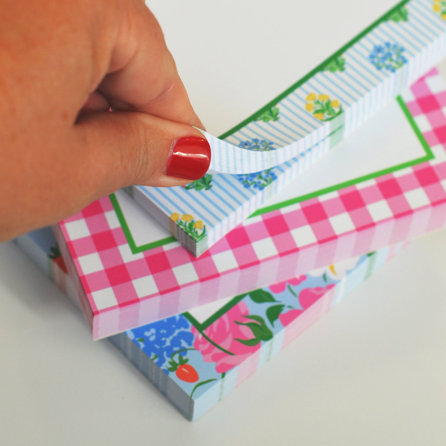 WH Hostess Social Stationery - In Stock 5x7 Hot Pink Gingham Check Notepad