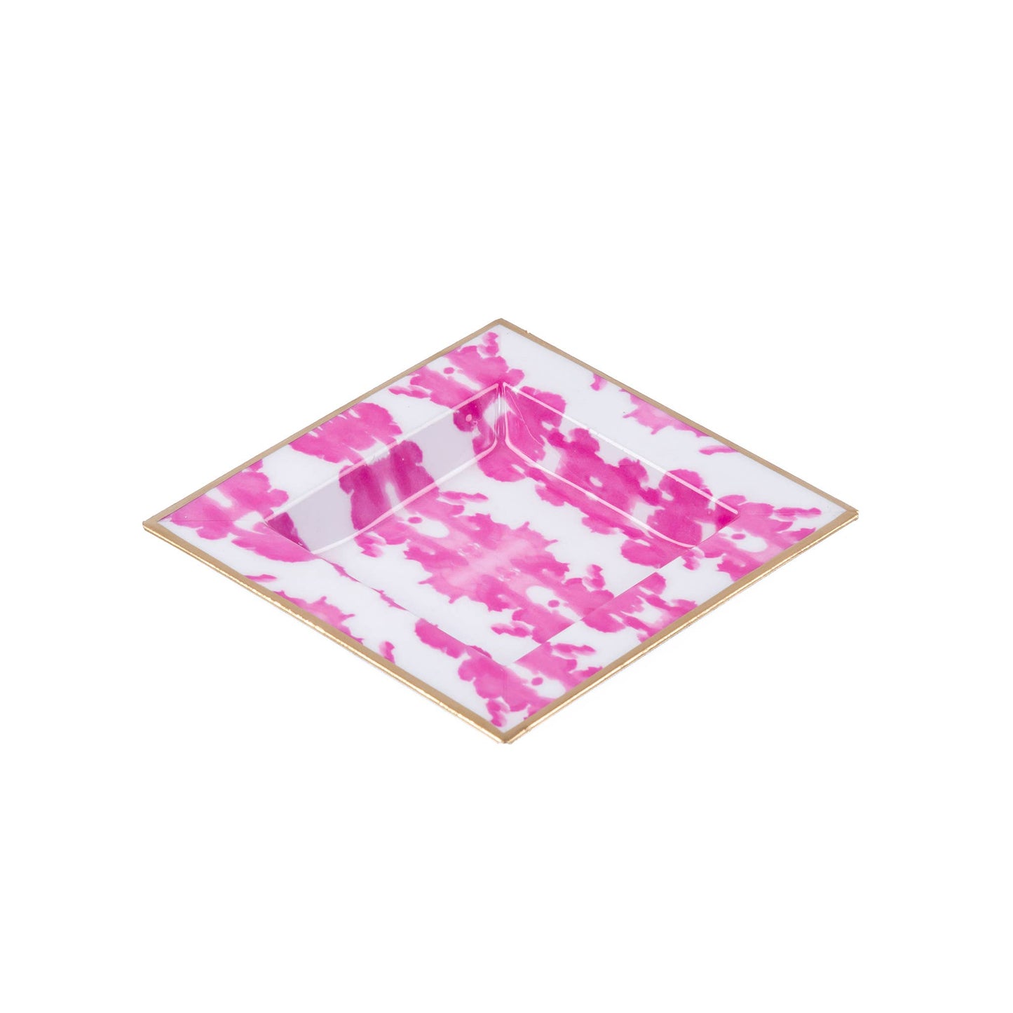 Jaye's Studio - Ink Blot Enameled Tori Trinket Tray: White & Pink