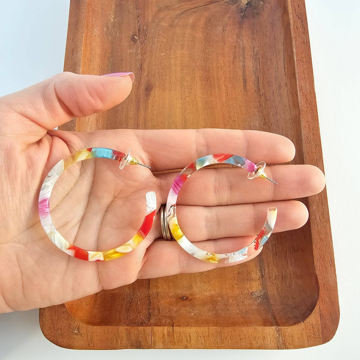 Spiffy & Splendid - Cameron Hoops - Technicolor // Summer Spring Earrings