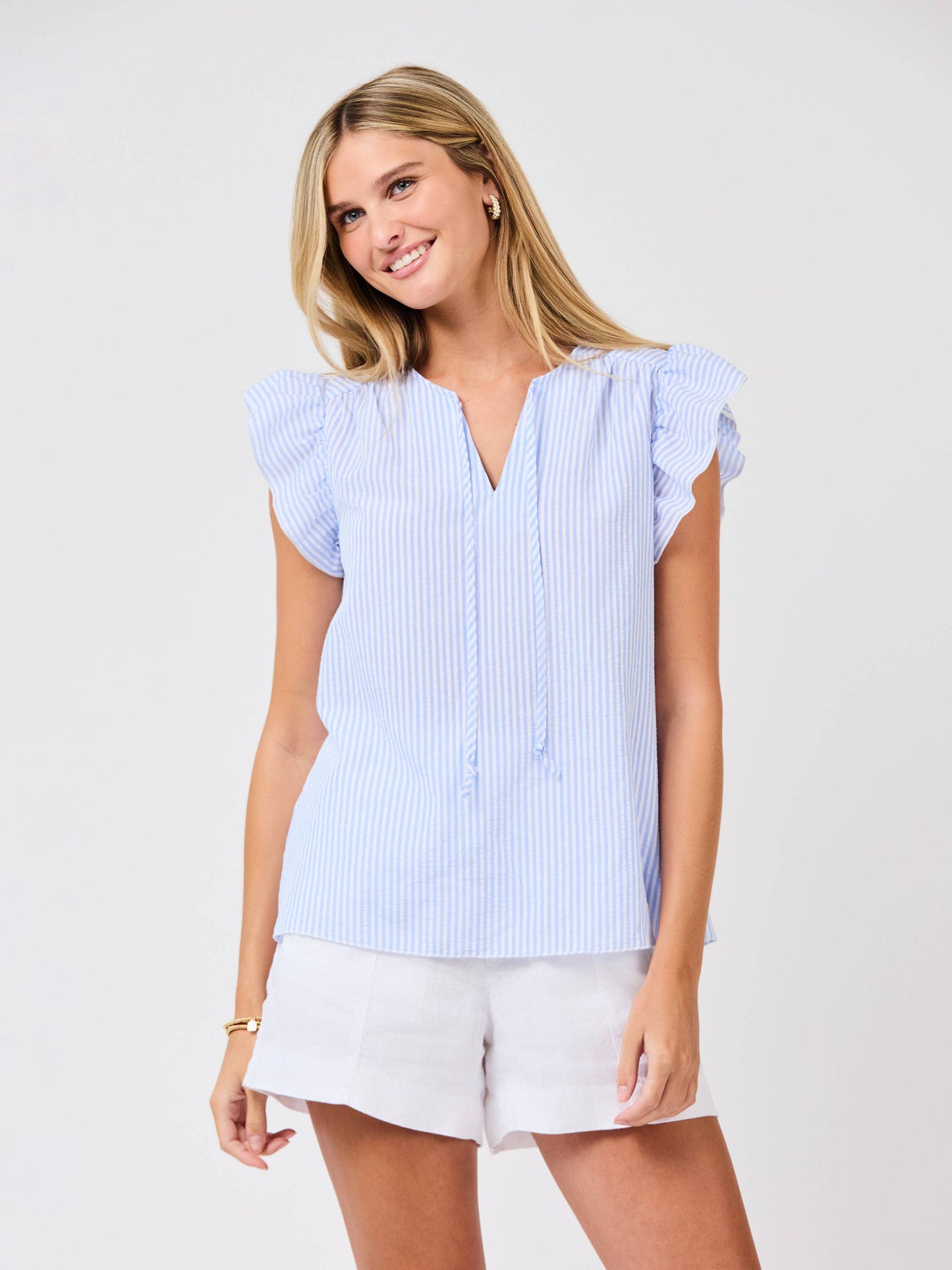 Mary Square - Lydia Top | Blue + White