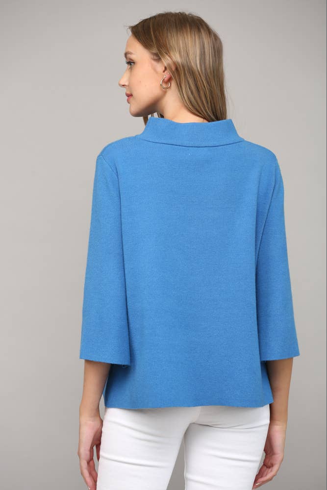 FATE - MOCK NECK PULL OVER SWEATER/BELL SLEEVE VA-35: Beige / L